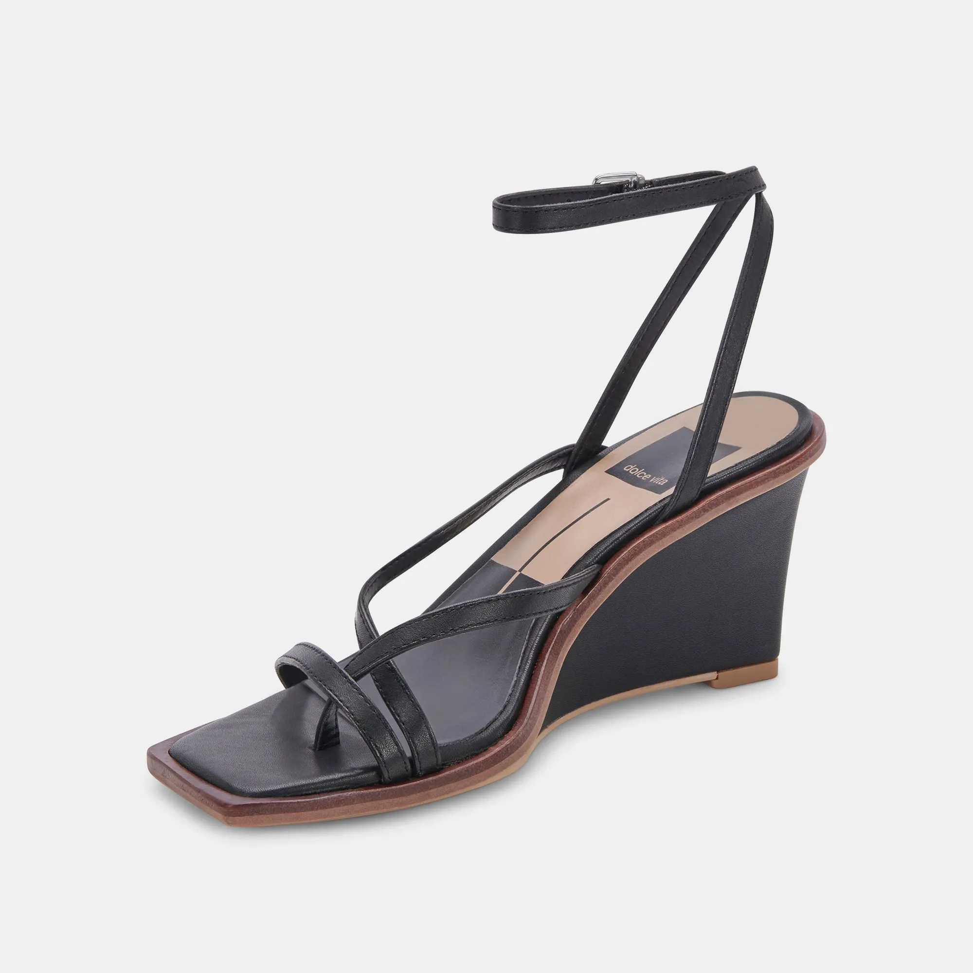 GEMINI WEDGES BLACK LEATHER