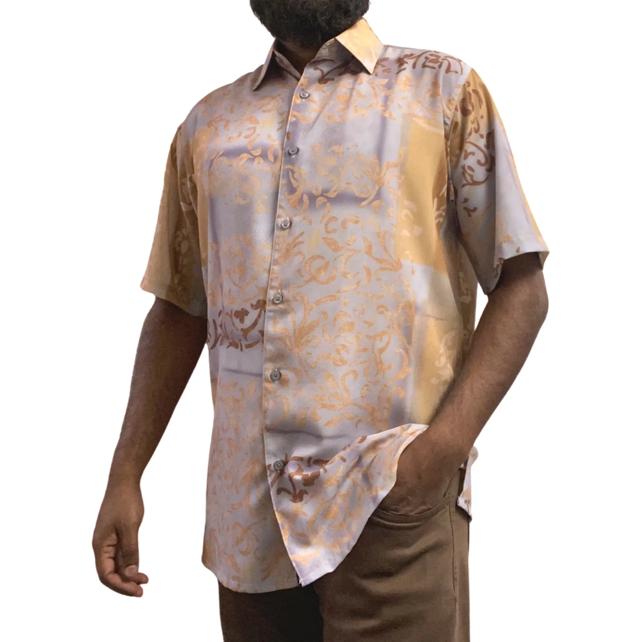 Gray and Brown Summer Short Sleeve Shirt | Classic Fit