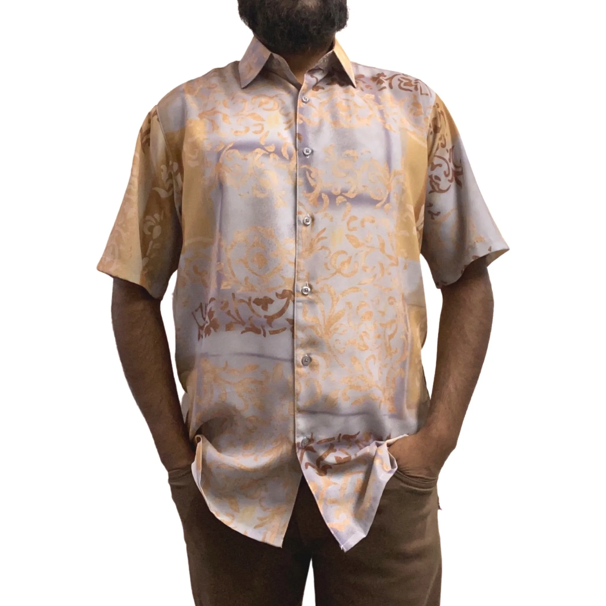 Gray and Brown Summer Short Sleeve Shirt | Classic Fit