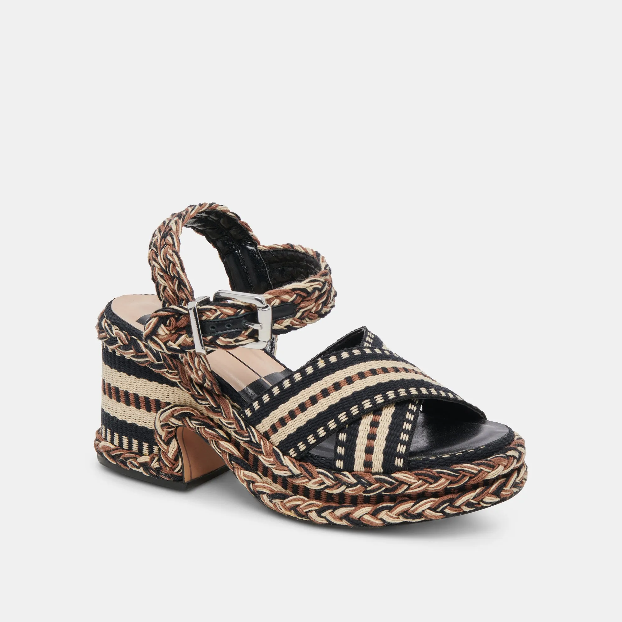 GRAYCE HEELS BLACK MULTI WOVEN