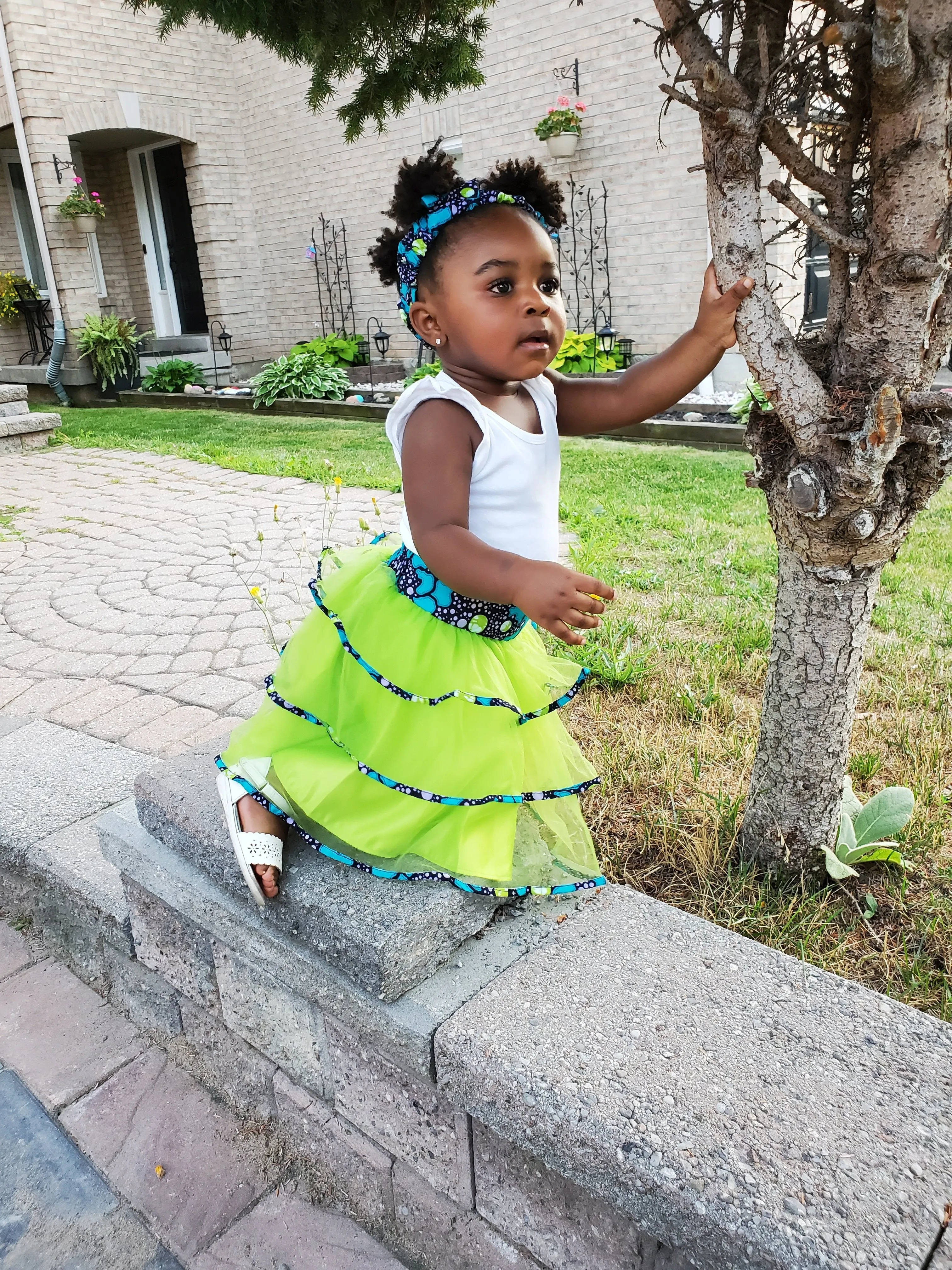 JOY AFRICAN PRINT GIRLS' TIERED TULLE SKIRT