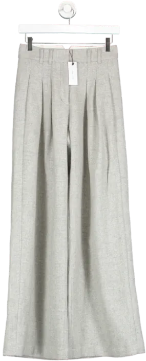 Karen Millen Grey Tailored Wool Blend Splittable Wide Leg Trousers UK 6