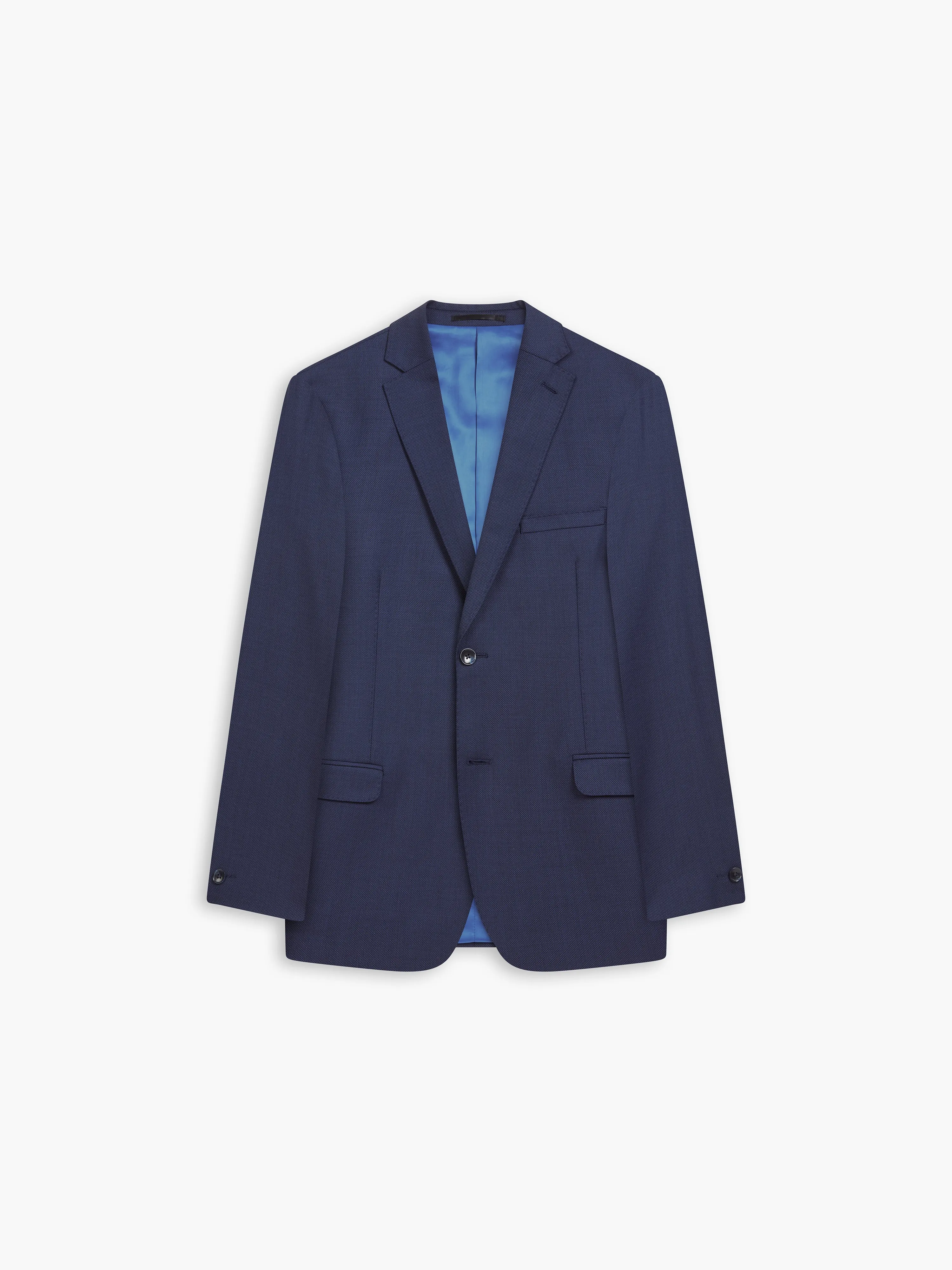 Knight Skinny Fit Blue Birdseye Wool Blend Jacket