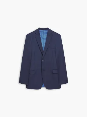 Knight Skinny Fit Blue Birdseye Wool Blend Jacket