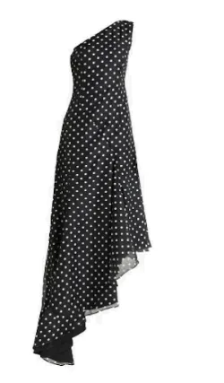 Stylish and Flattering Polka Dot Gown with Intricate Details