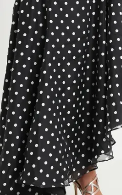 Stylish and Flattering Polka Dot Gown with Intricate Details