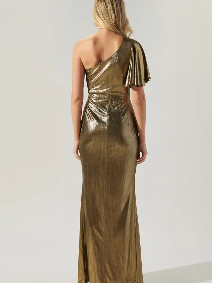 Liquid Gold One Shoulder Gown