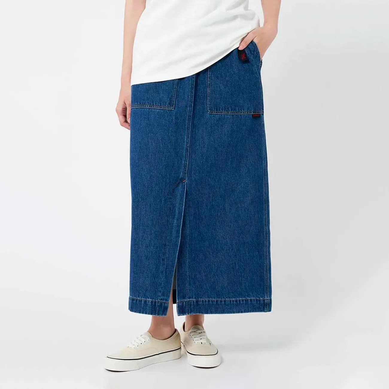 LONG DENIM SKIRT DARK INDIGO