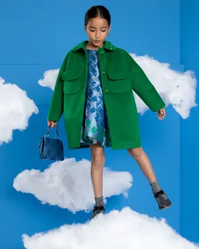 MiMiSol FW23 Green Coat with Oversized Buttons