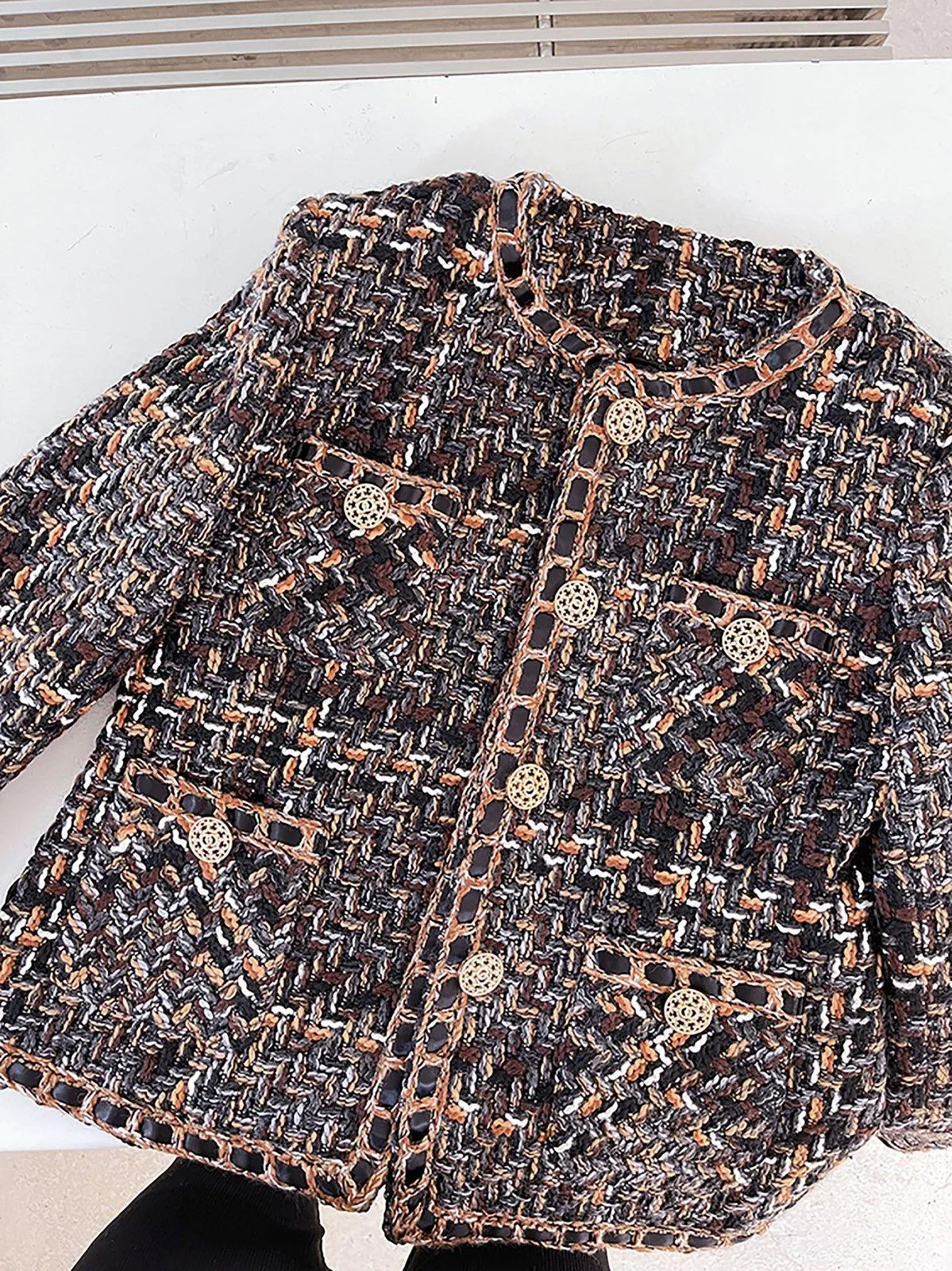 Nydia Jewel neck Tweed Short Jacket