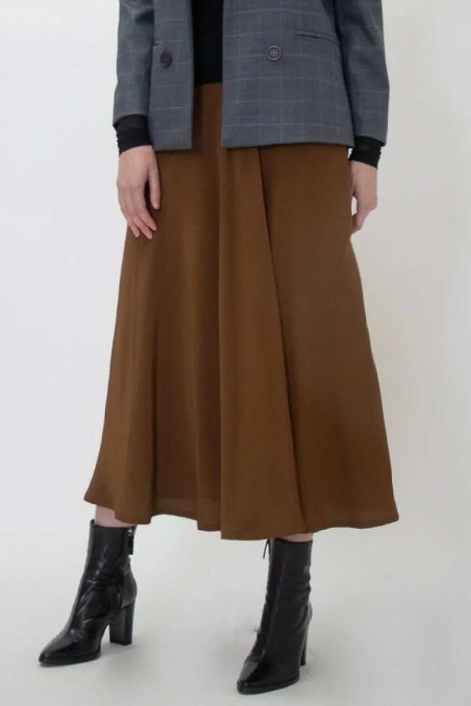 Pallas Elastic Waist Cinnamon Midi Skirt