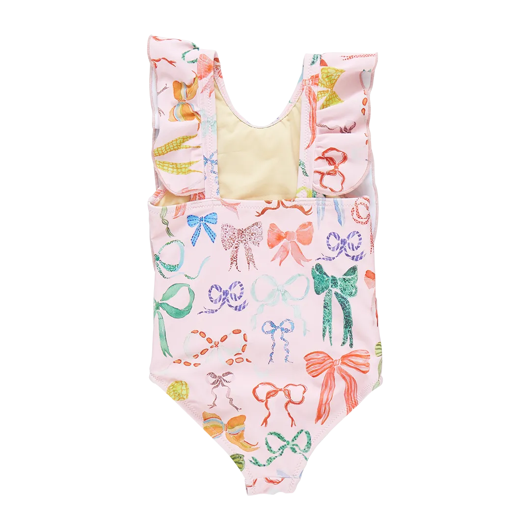 Pink Chicken Girls Katniss Swimsuit - Watercolor Bows