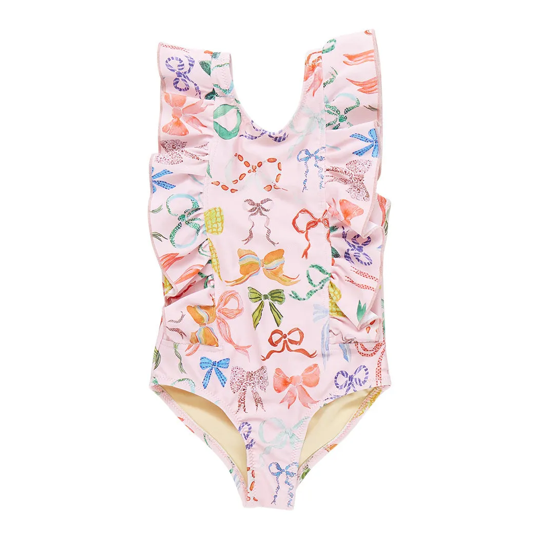 Pink Chicken Girls Katniss Swimsuit - Watercolor Bows