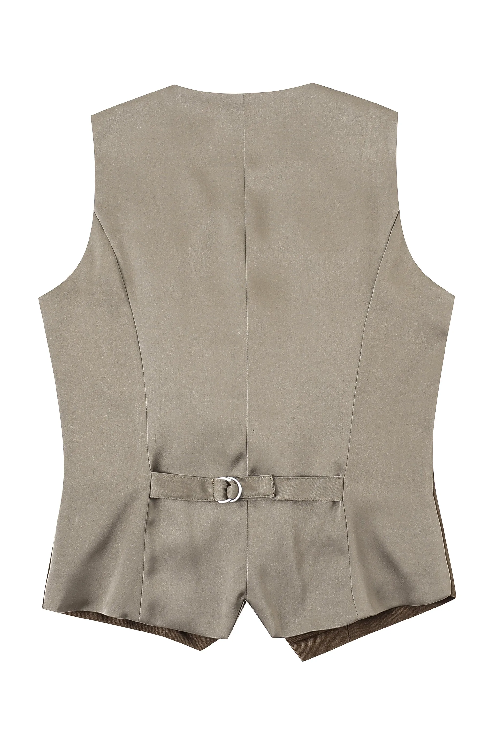 Pockets Suit Vest Brown