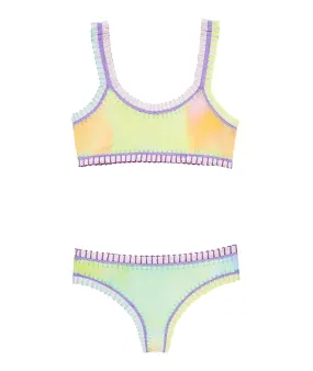 PQ Girls Sporty Rainbow Embroidered Bikini Sunrise