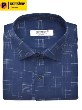 Punekar Cotton Blue Color Cotton Handmade Formal Shirt for Men's.