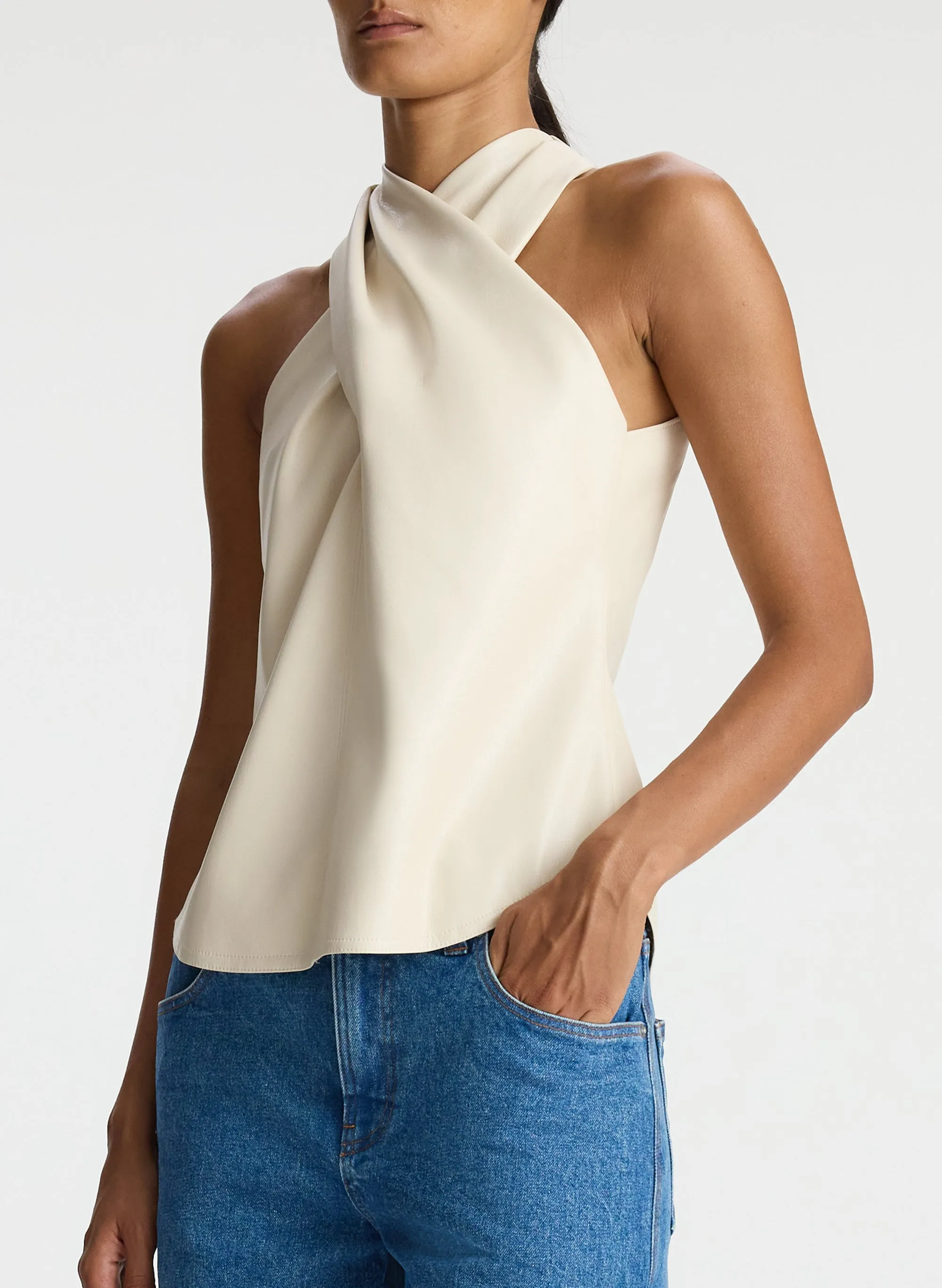 Quinn Vegan Leather Halter Top