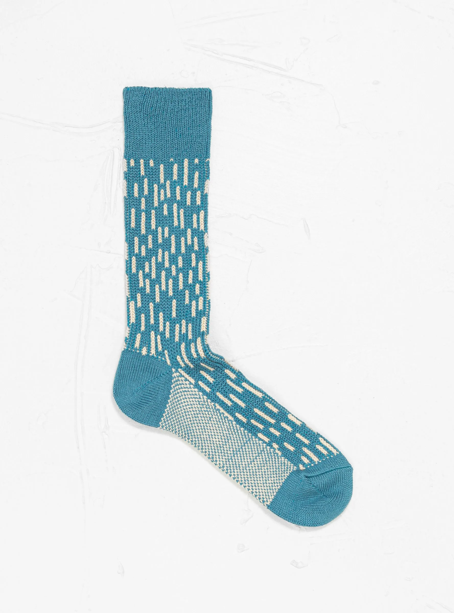 Rain Drop Crew Socks Blue & Ivory