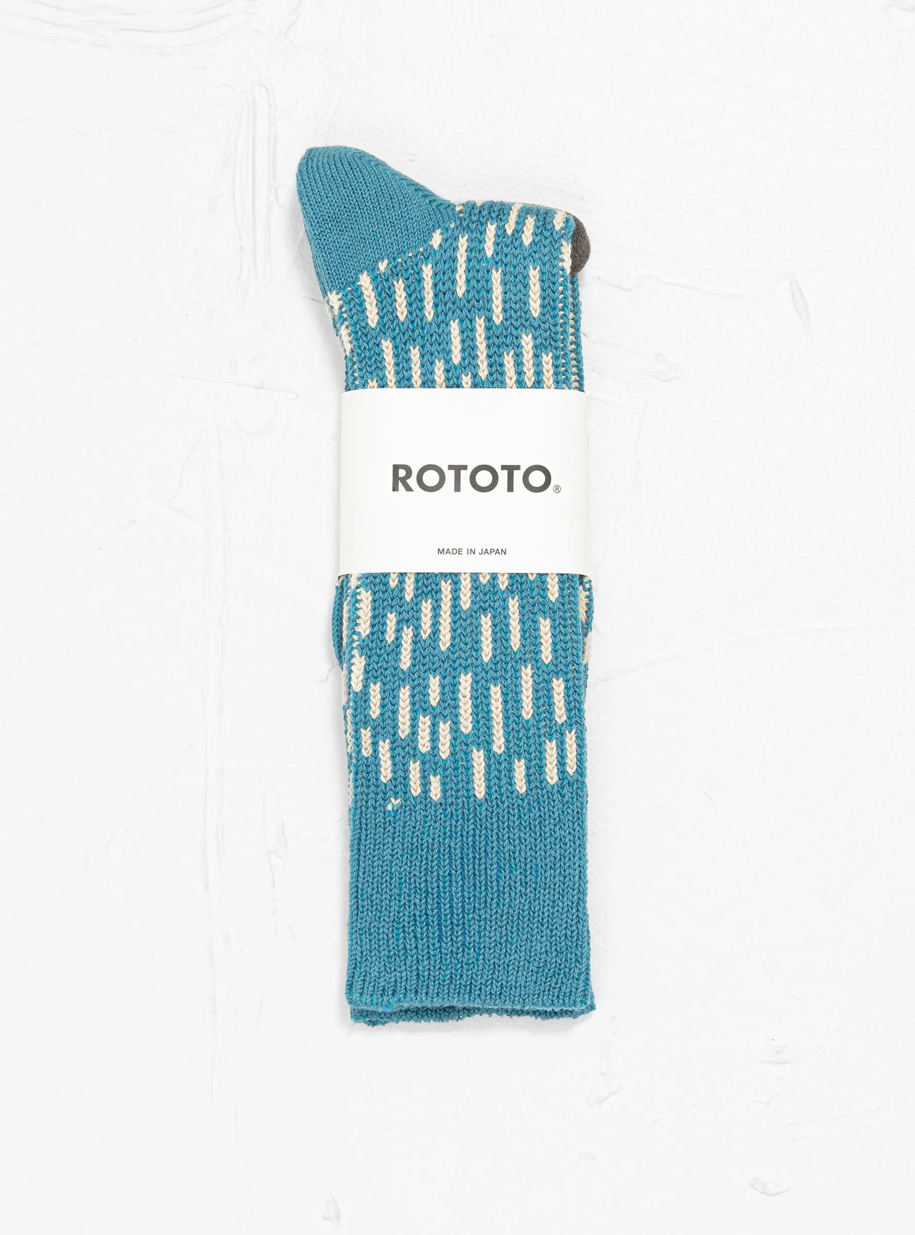 Rain Drop Crew Socks Blue & Ivory