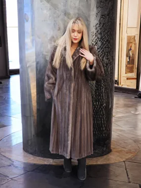 Rare Female Blue Iris Canadian Mink Fur Coat By Creeds 90" Sweep XL to 3XL