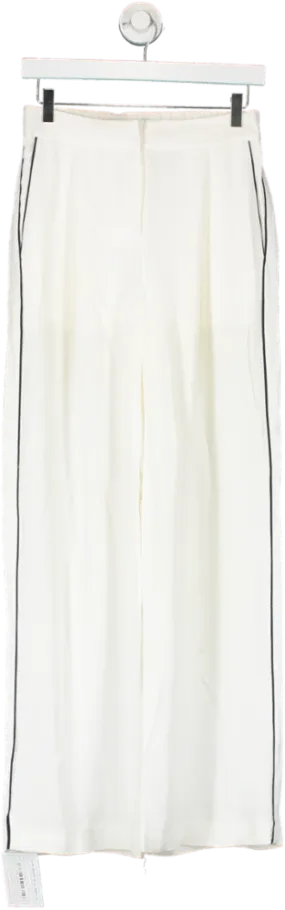 REISS White Gina Mid Rise Wide Leg Contrast Trim Trousers UK 6