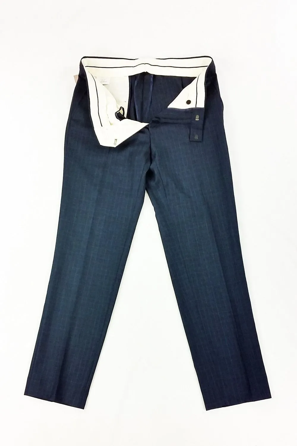 RICHARD JAMES Mayfair Tone Check Suit Trousers Navy (32 / 34 / 38)