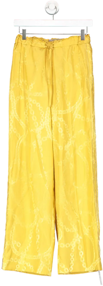 River Island Yellow Satin Side Stripe Trousers UK 6