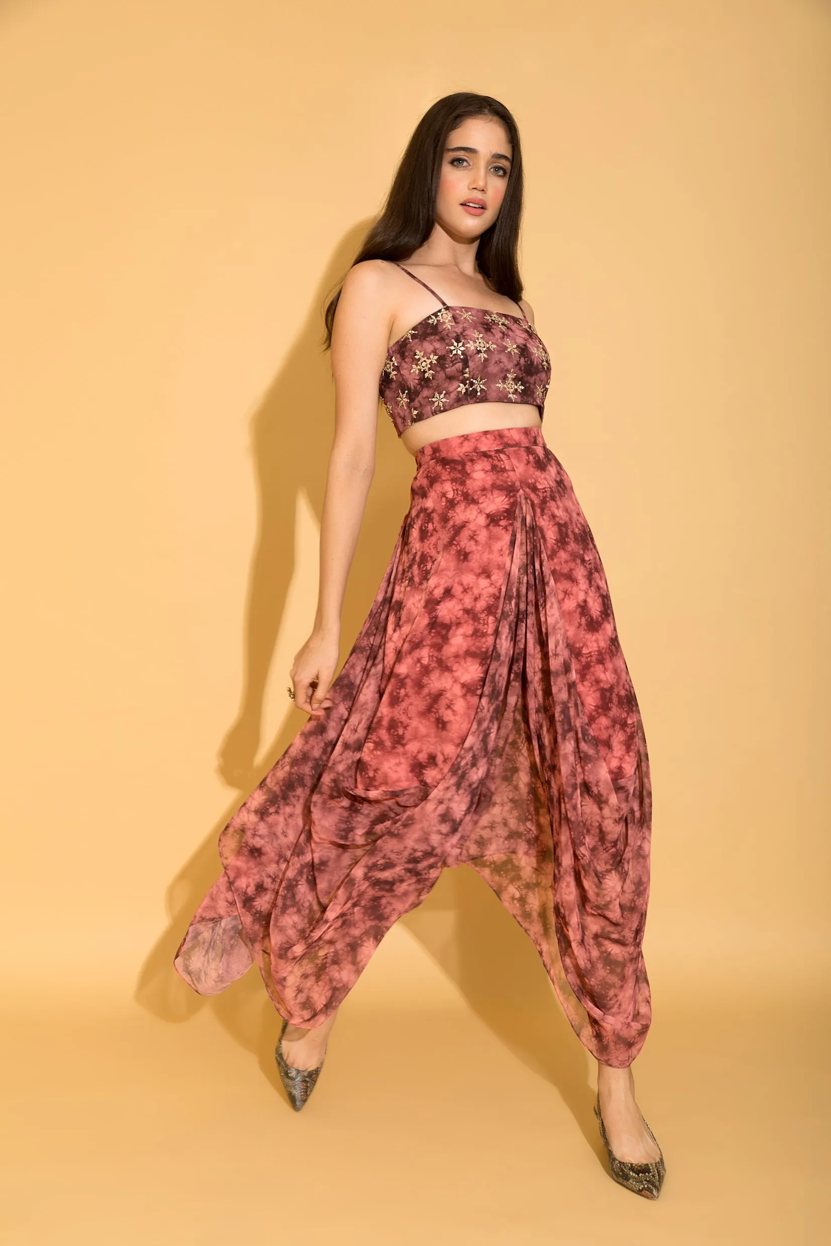 Rust Tie-Dye Dhoti Skirt