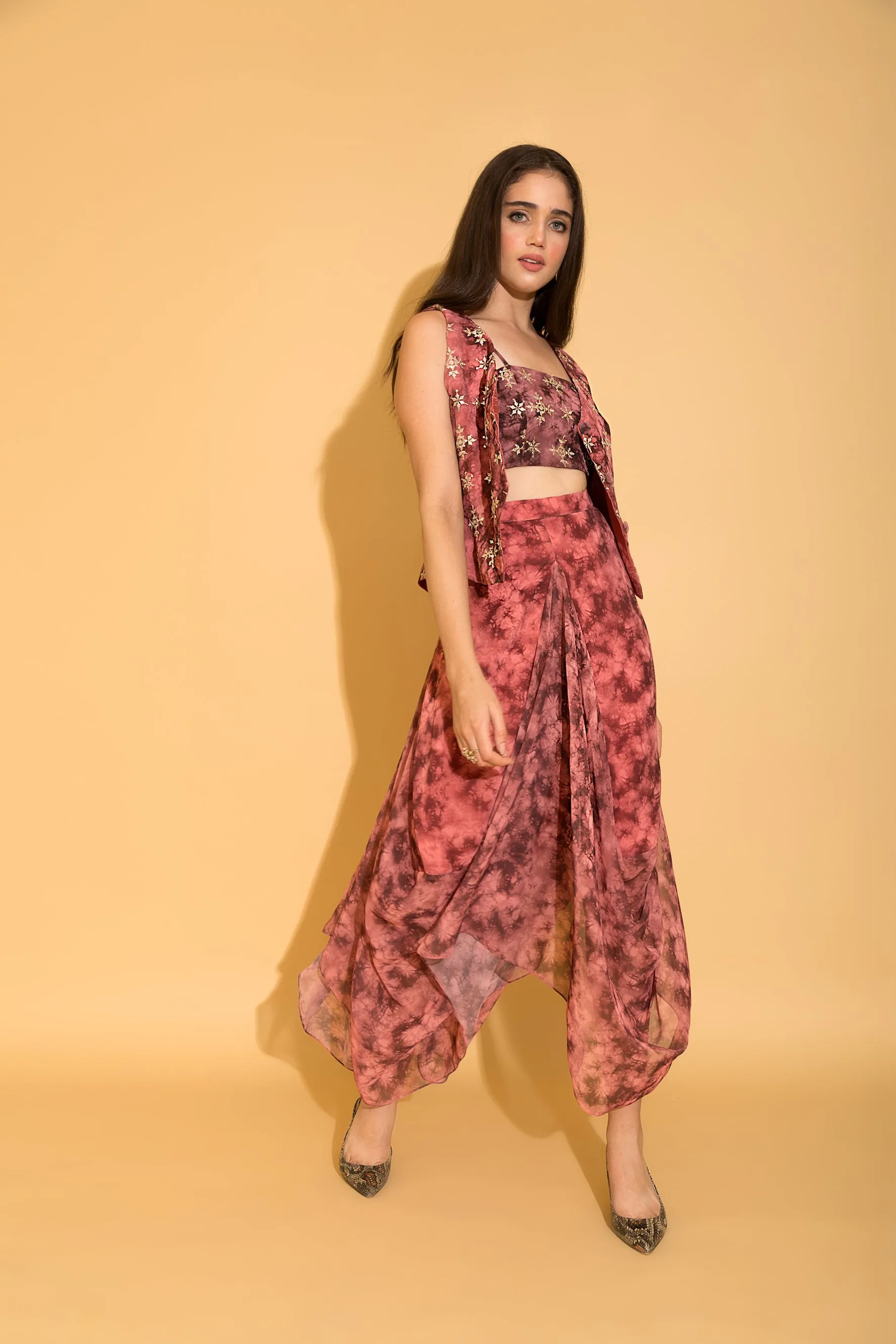 Rust Tie-Dye Dhoti Skirt