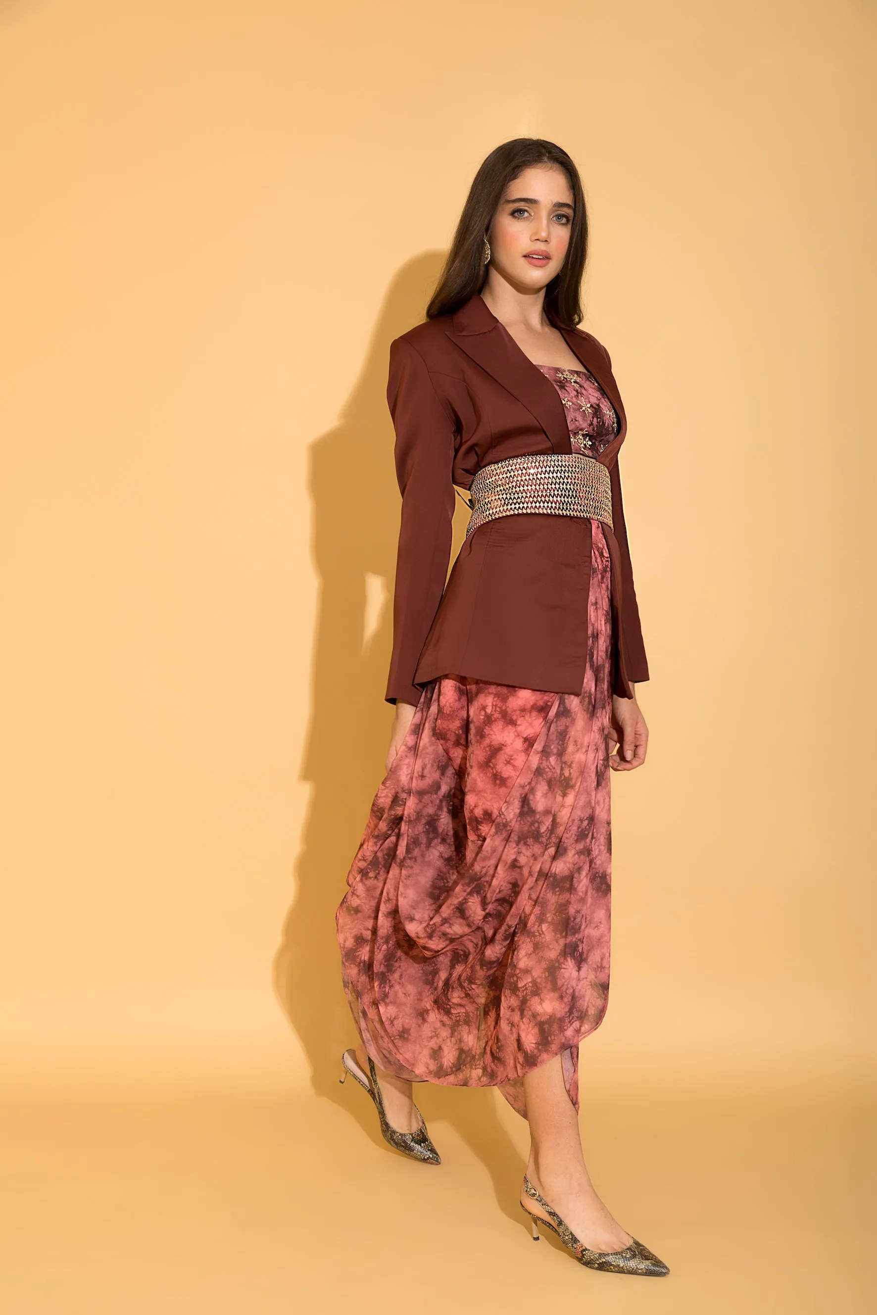 Rust Tie-Dye Dhoti Skirt