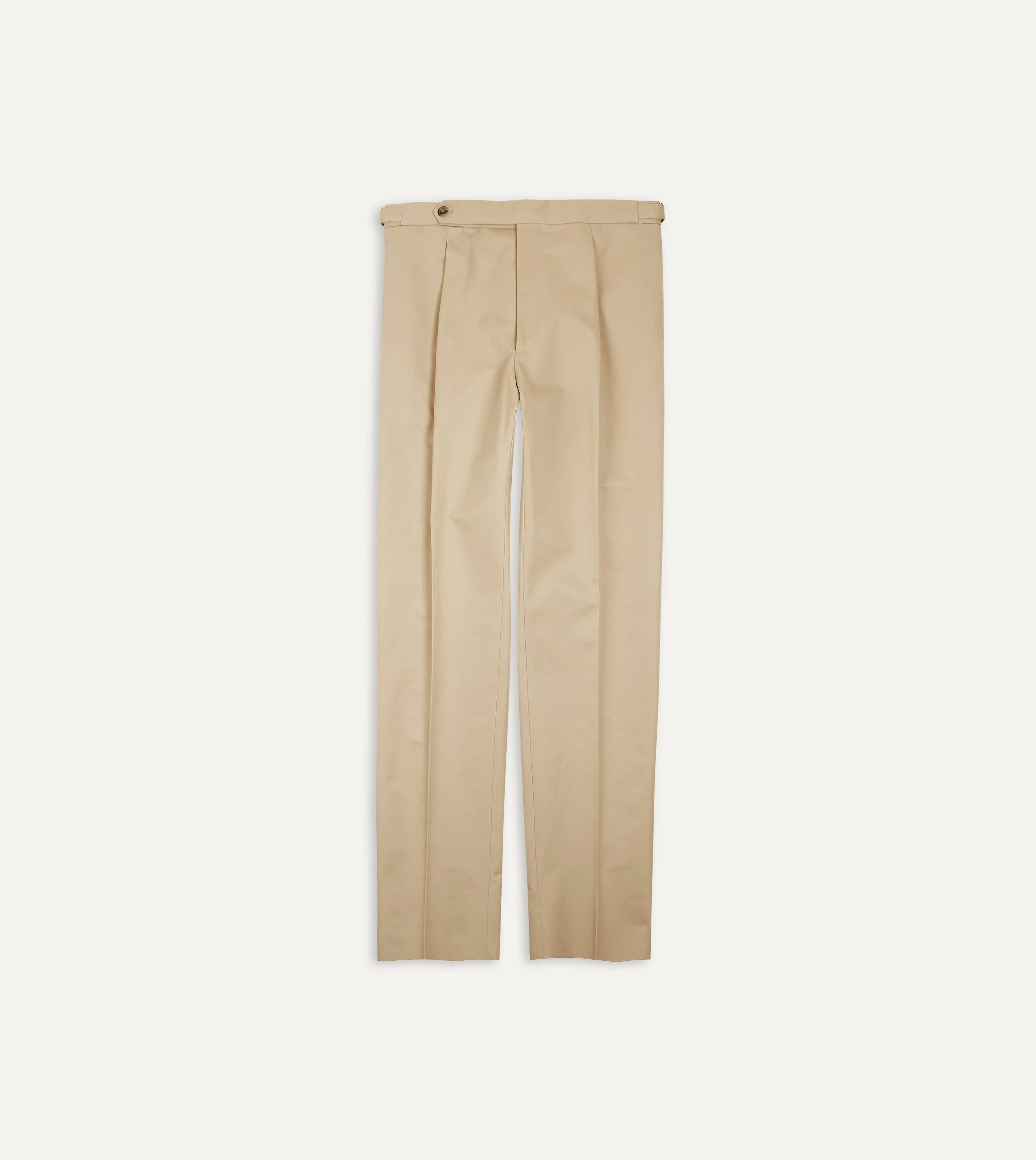 Sand Cotton Drill Single Pleat Trouser