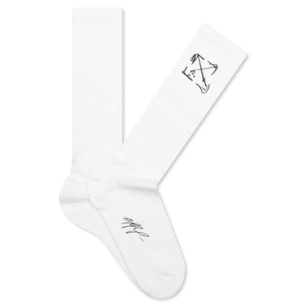 Scribble Arrow Socks - White/Black