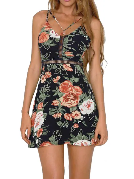 Sexy Straps Hollow Mini Dresses