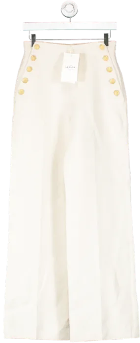 Sezane Cream Marino Trousers  Ecru UK 8