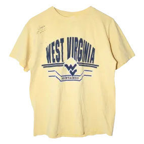 *SIGNED* Vintage Graphic NFL West Virginia Mountaineers T-Shirt Yellow (M)