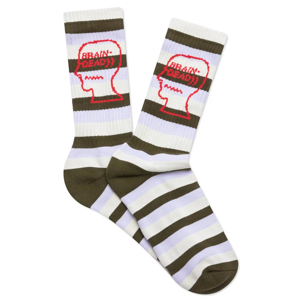 Striped Logo Head Sock - Cement