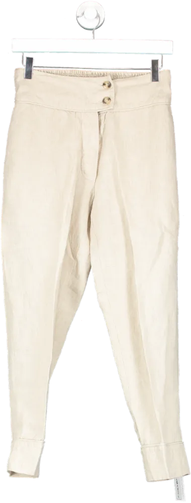 The Masai Clothing Company Beige 100% Linen Trousers UK XS