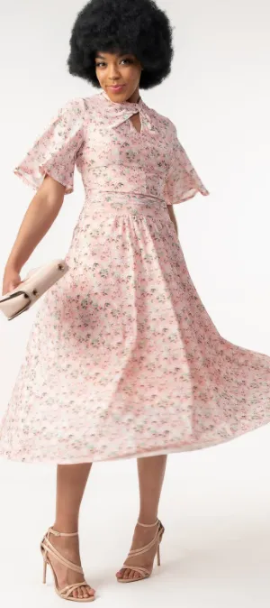 Tina Floral Midi Dress Apricot