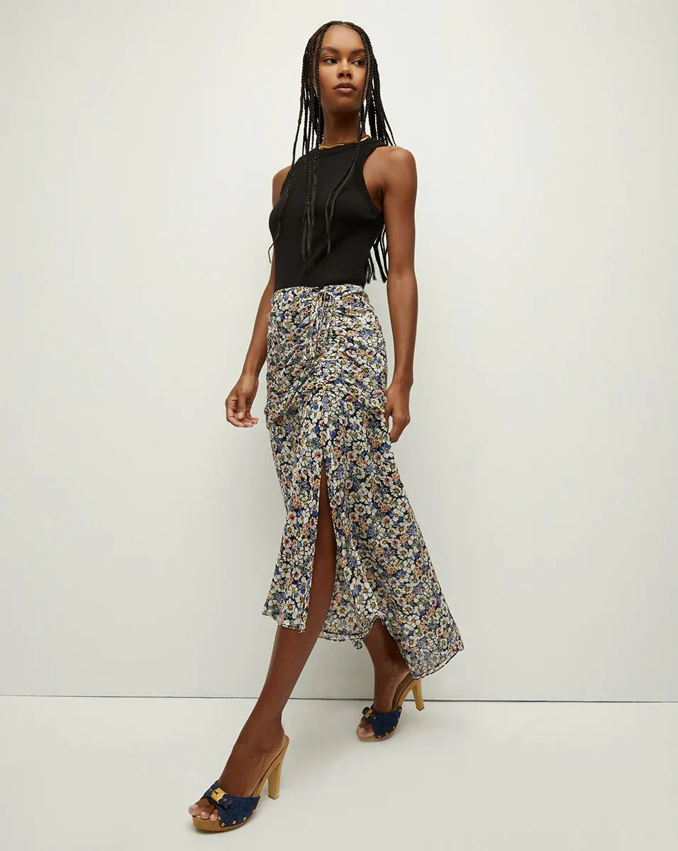 Veronica Beard - Lucien Floral Silk Skirt - Black Multi