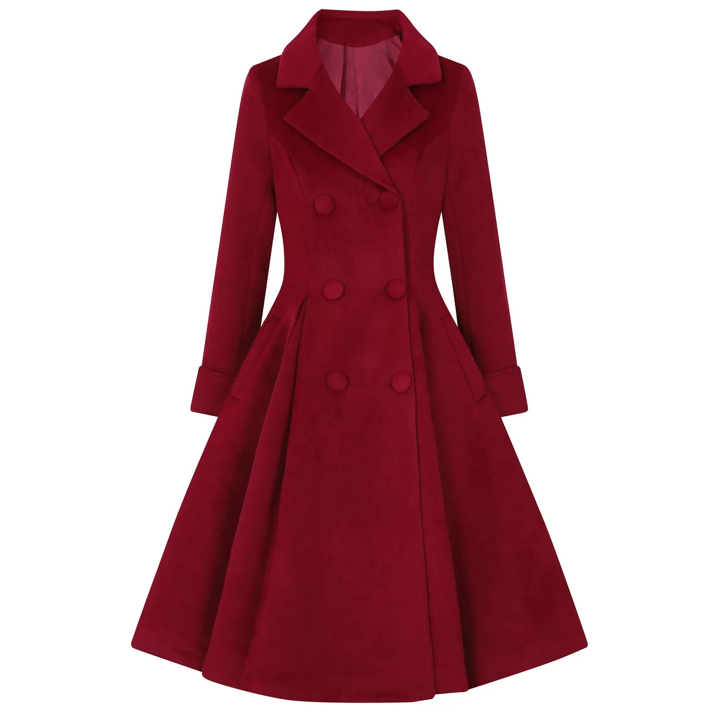 Wine Red Burgundy Vintage Inspired Classic Swing Coat