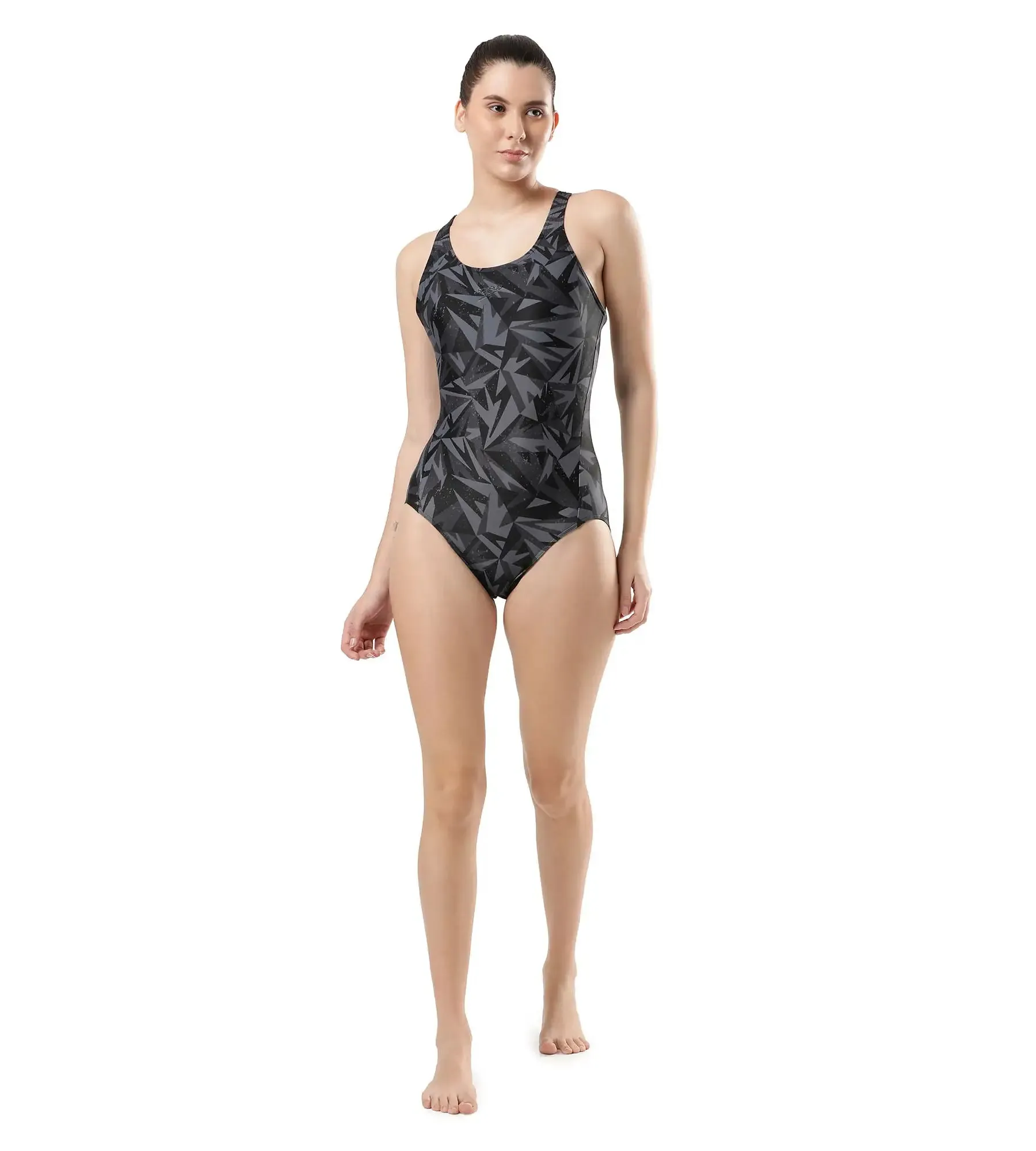 Women's Endurance Hyperboom Allover Racerback One Piece Swimwear - Black & Oxid Grey