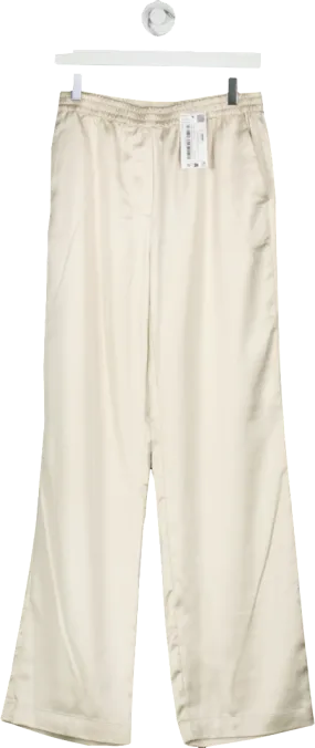 ZARA Beige Wide Leg Elastic Waist Trousers UK S